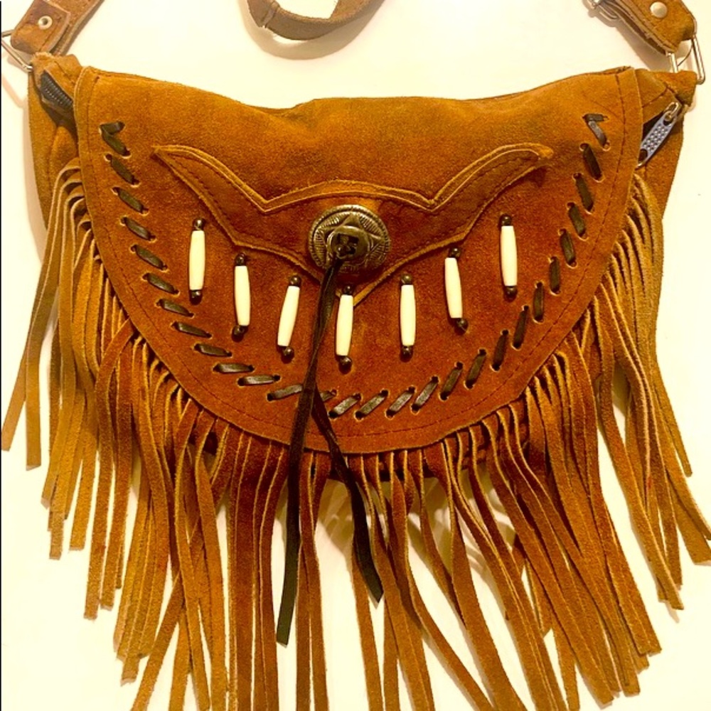 🌔vintage leather fringe purse🌔